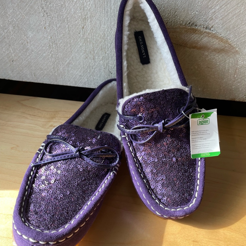 Lands' End Sparkling Purple Moccasins